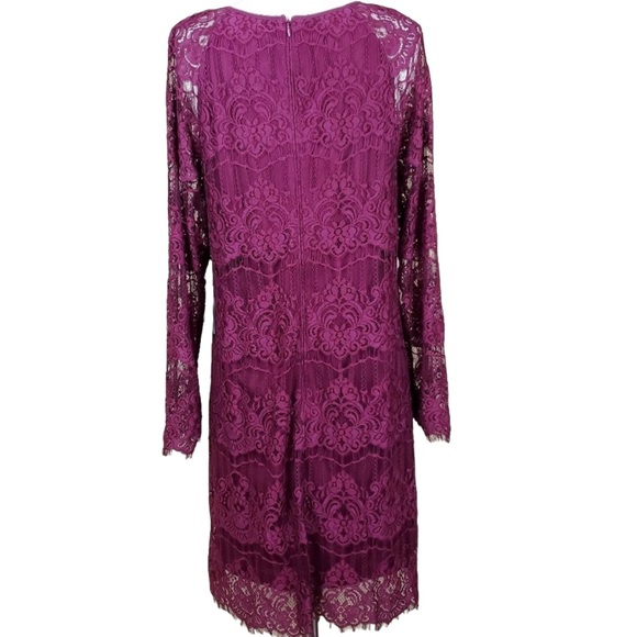 Adrianna Papell Scalloped Lace Trapeze Sheath Dress size 16 burgundy NWT - Picture 3 of 9